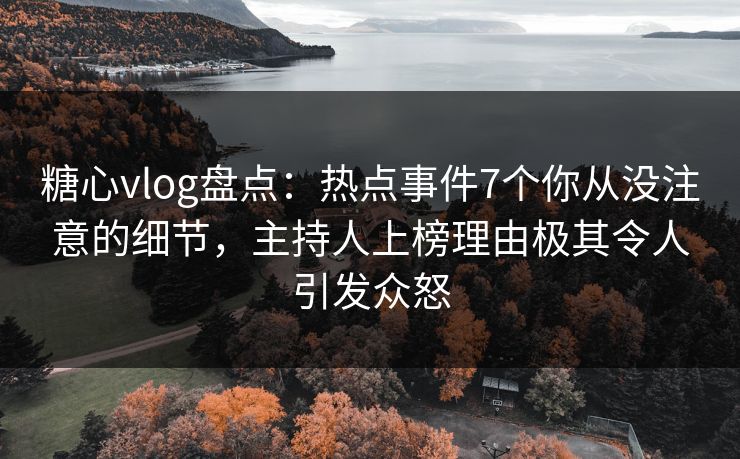 糖心vlog盘点:热点事件7个你从没注意的细节,主持人上榜理由极其令人引发众怒 糖心vlog盘点:热点事件7个你从没注意的细节,主持人上榜理由极其令人引发众怒