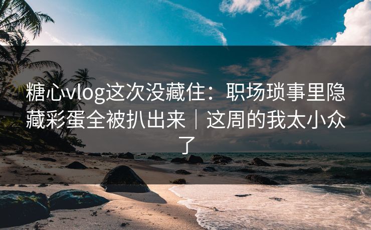 糖心vlog这次没藏住：职场琐事里隐藏彩蛋全被扒出来｜这周的我太小众了