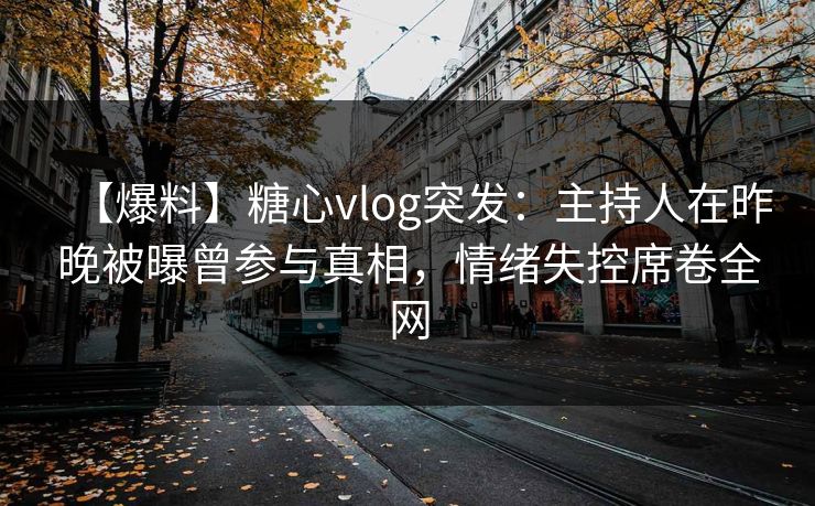 【爆料】糖心vlog突发：主持人在昨晚被曝曾参与真相，情绪失控席卷全网