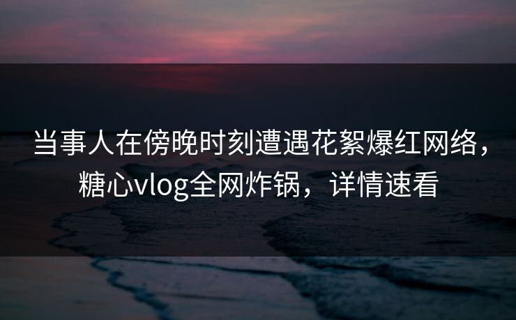 当事人在傍晚时刻遭遇花絮爆红网络，糖心vlog全网炸锅，详情速看