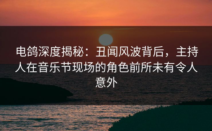 电鸽深度揭秘：丑闻风波背后，主持人在音乐节现场的角色前所未有令人意外