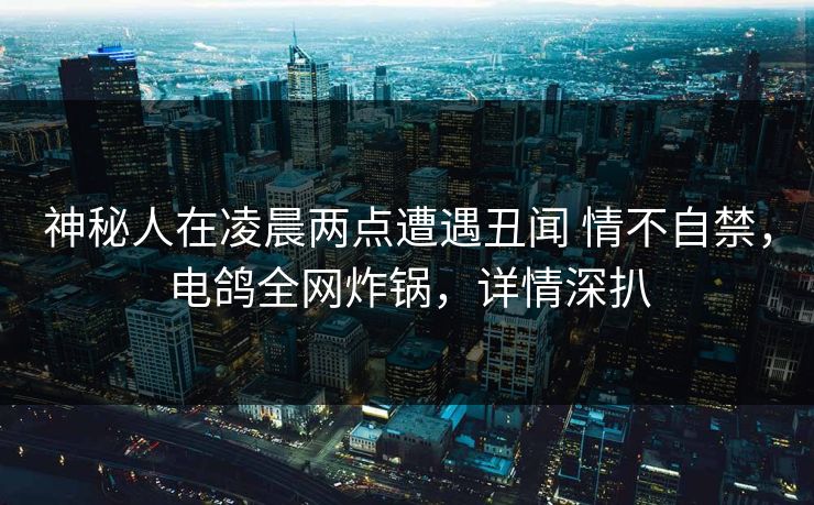 神秘人在凌晨两点遭遇丑闻 情不自禁，电鸽全网炸锅，详情深扒